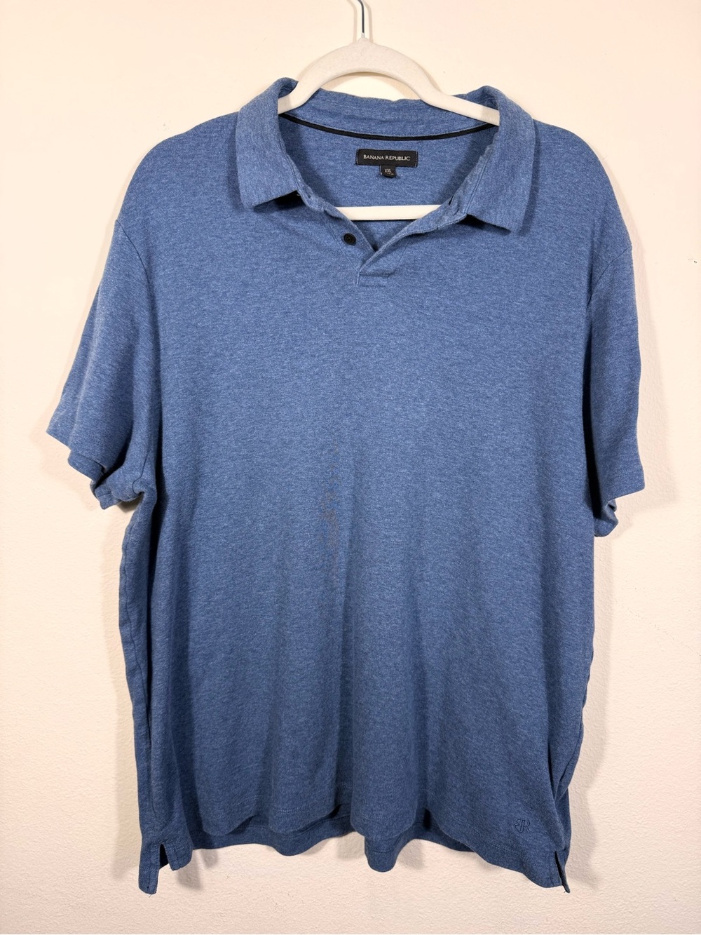 Banana Republic Men's Heathered Blue Polo XXL Comfort Casual Cotton Preppy